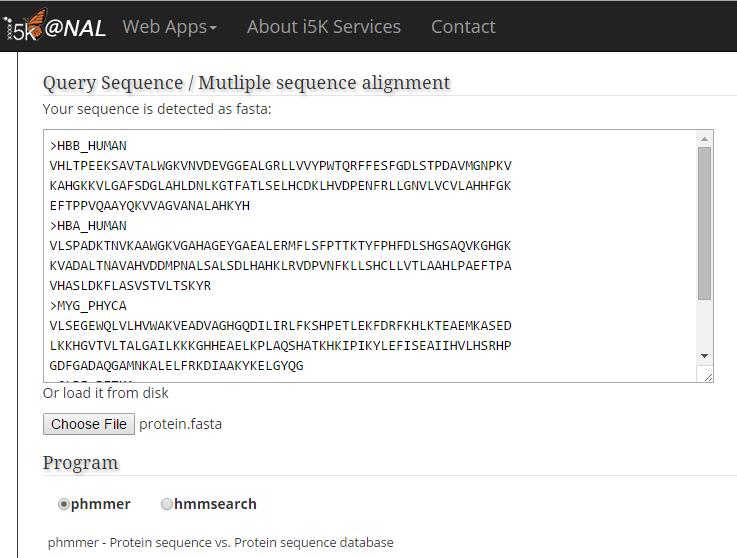 Phmmer search example